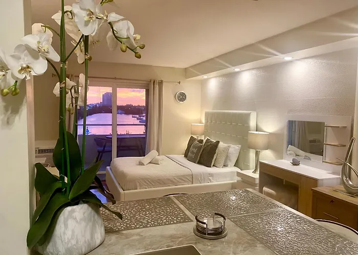 Modern Waterfront Apartment With Miami Skyline View, Free Parking 5 Mins Drive To Miami Beach