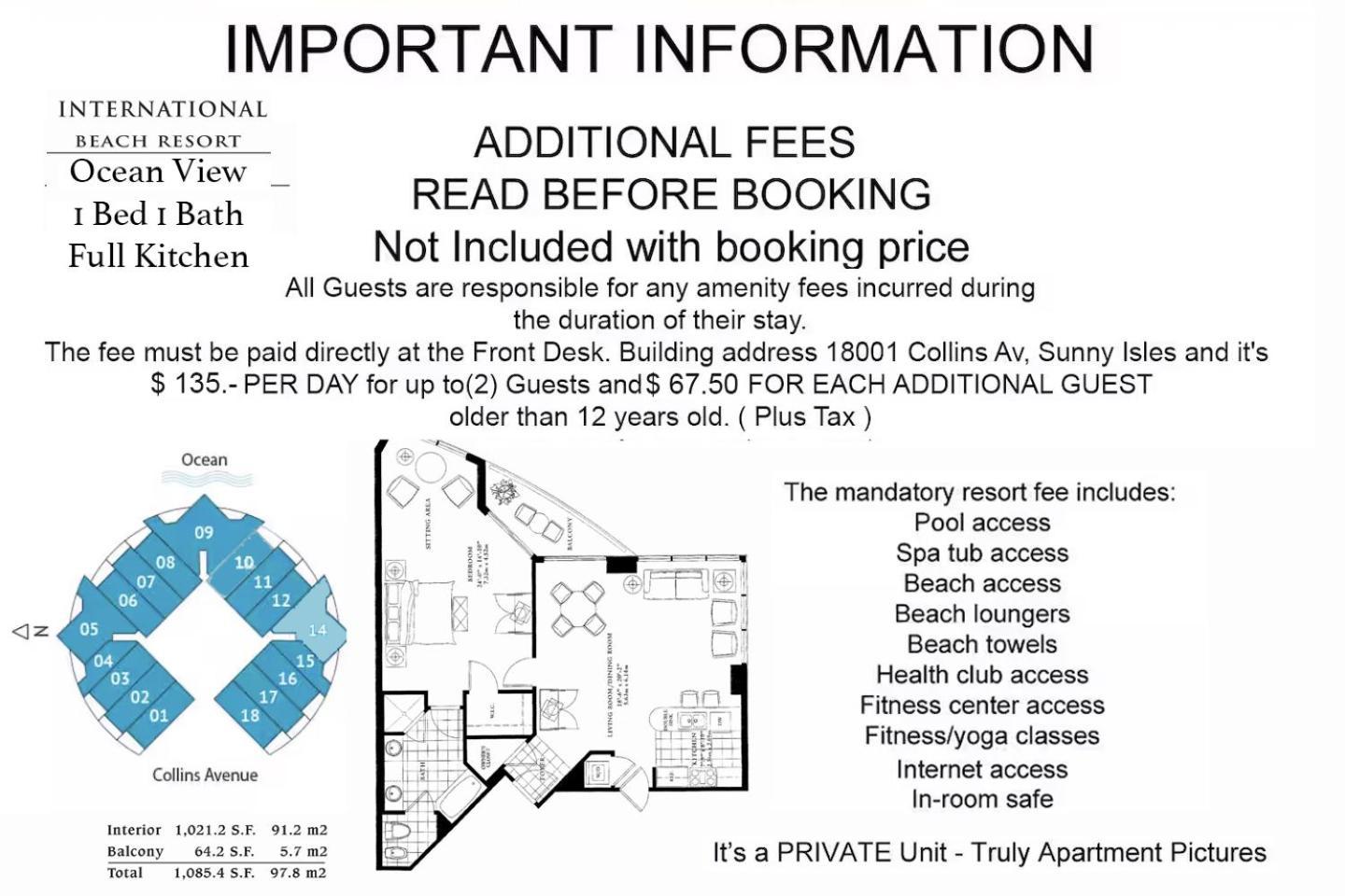International Tump Ocean View 1100 Sf 1 Bed 1bth Privately Owned Sunny Isles Apartment